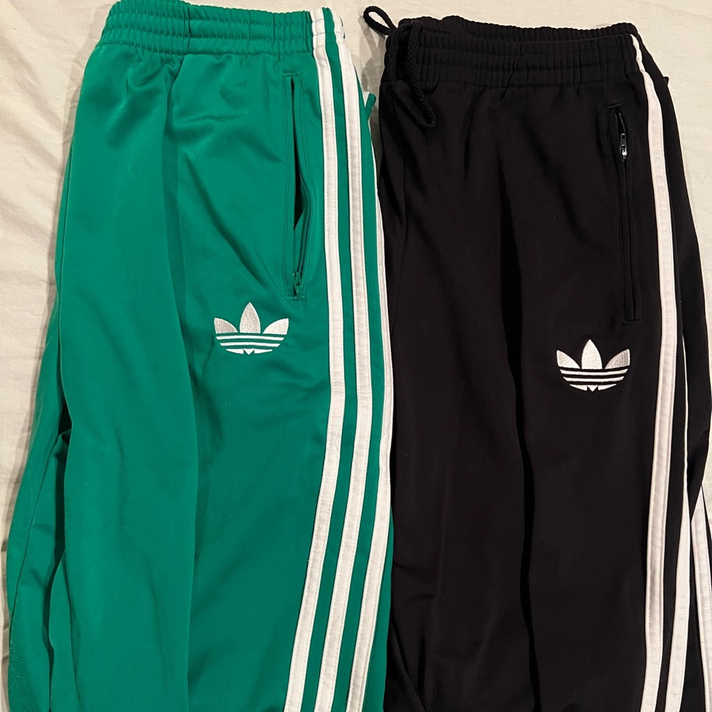 Lot of 2 Adidas Retro Firebird Track Pants - Black & Green - Adult Large